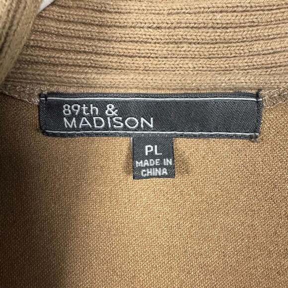 89th & Madison Long Sleeve Open-Front Duster Cardigan Sweater Tan Size PL - Picture 4 of 6
